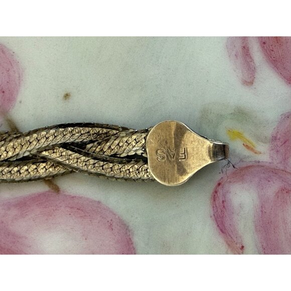 Vintage 80s Braided 925 Silver Herringbone Bracelet 7.5" - Picture 7 of 10